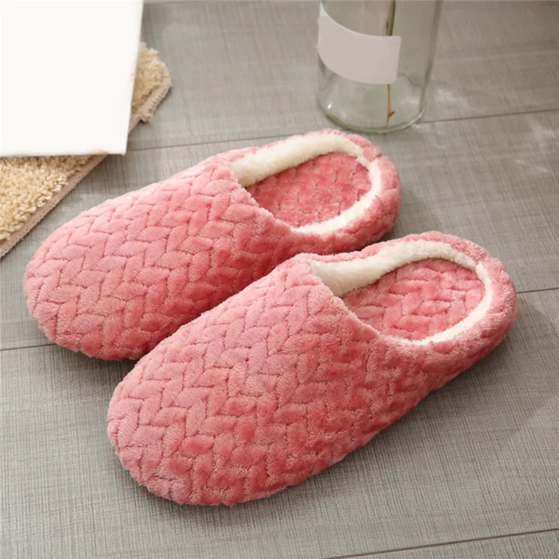 Women Winter Home Fur Slippers Cartoon Cat Non-Slip Soft Warm House Indoor Bedroom