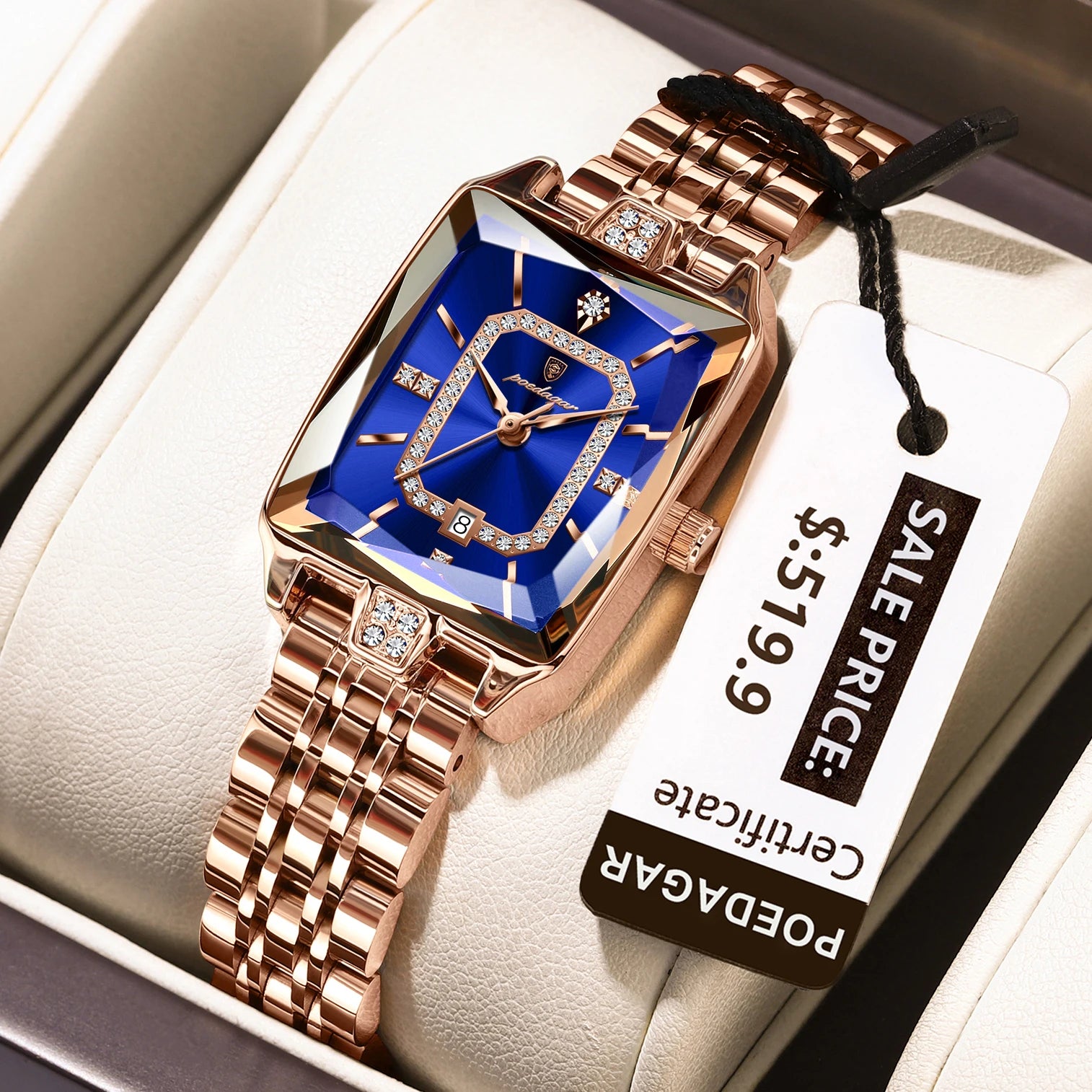 POEDAGAR Luxury Watch For Woman Waterproof Calendar High Quality Ladies Watch Stainless Steel Quartz Women's Watches Elegant+Box