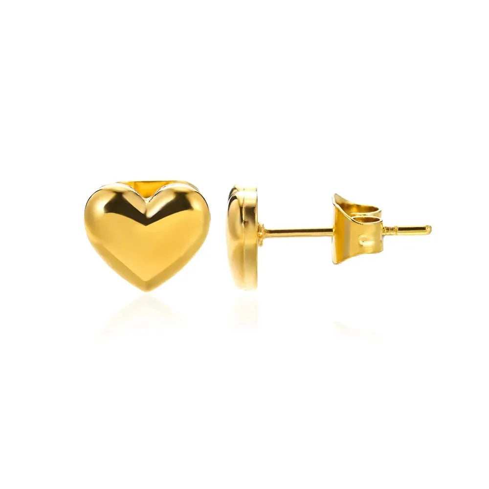 Hollow Zircon Heart Earrings For Women Stainless Steel Gold Color.
