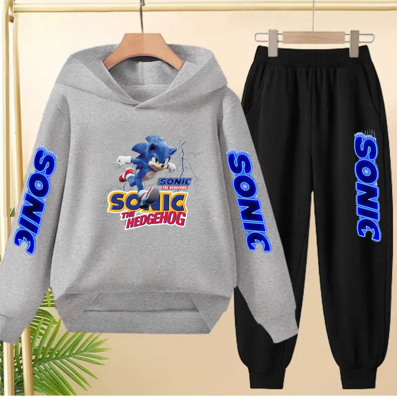 Kids 3-12Yrs Autumn Hoodie Anime Products Clothing Sports Pullover Sweatshirt+Pants Two-Piece Set Boys Girls Toddler Leisure Set