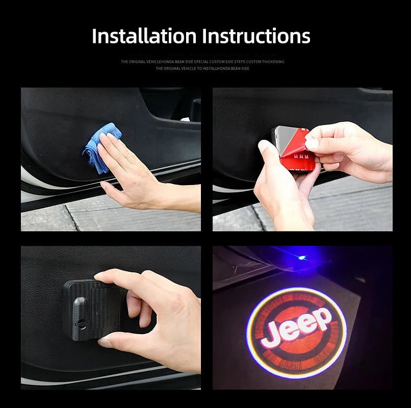 Led HD Car Door Logo Welcome Light Projector Lamps For Jeep Renegade Compass Grand Cherokee Wrangler Gladiator Patriot Liberty