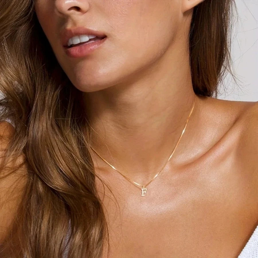 A-Z Initial Necklace for Women18K Gold Plated Necklace Cute Letter Stainless Steel .