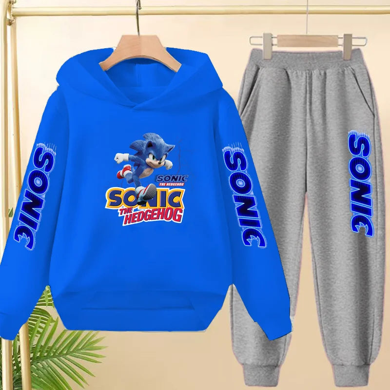 Kids 3-12Yrs Autumn Hoodie Anime Products Clothing Sports Pullover Sweatshirt+Pants Two-Piece Set Boys Girls Toddler Leisure Set