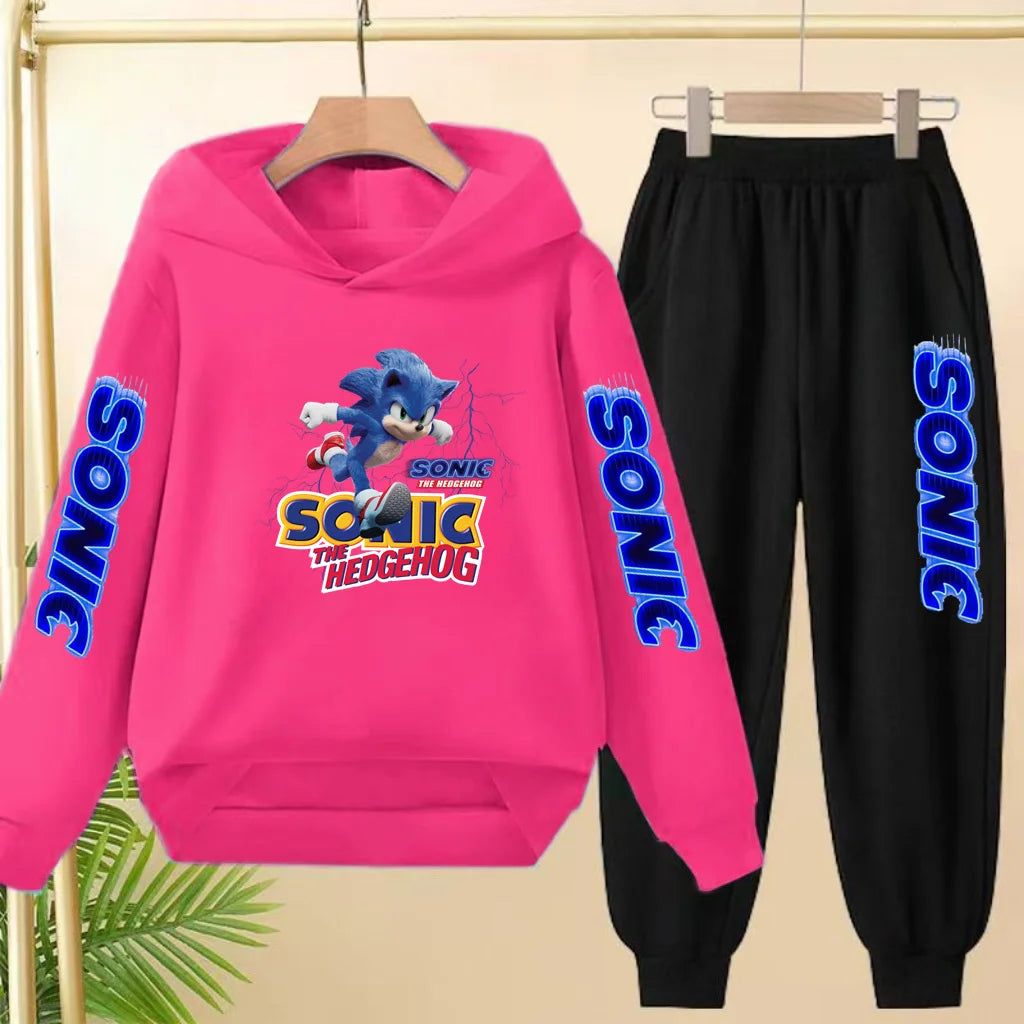 Kids 3-12Yrs Autumn Hoodie Anime Products Clothing Sports Pullover Sweatshirt+Pants Two-Piece Set Boys Girls Toddler Leisure Set