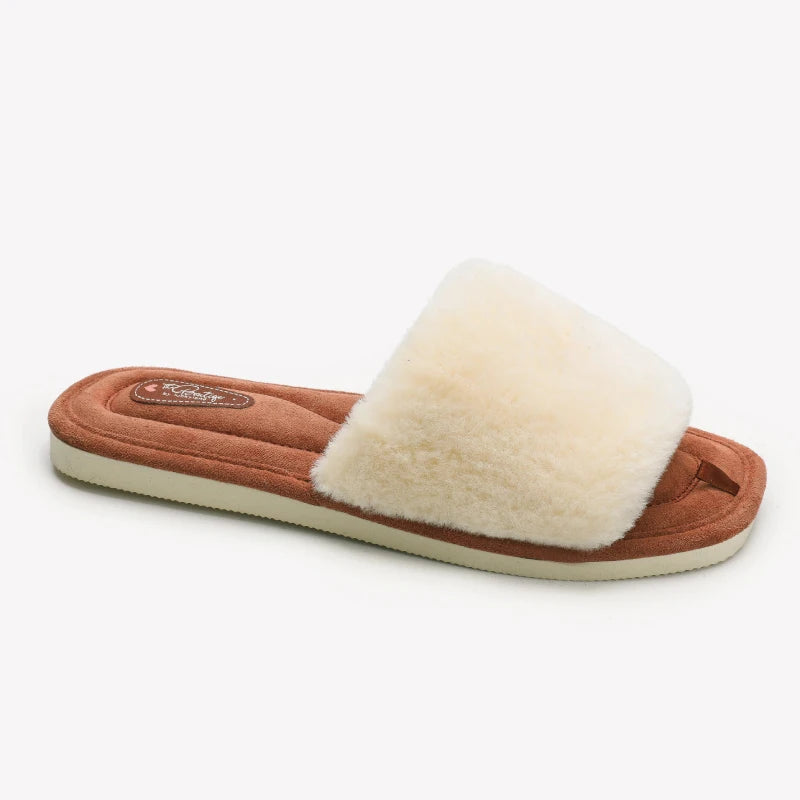 Eyriphy Women's Fluffy Furry Fur Slippers Open Toe Casual Bedroom Slides Memory Foam Soft Sole Cotton Shoes Anti-Slip Spa Indoor