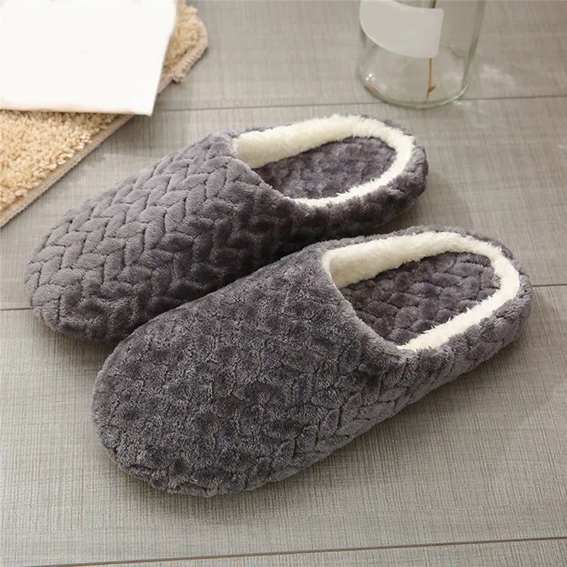 Women Winter Home Fur Slippers Cartoon Cat Non-Slip Soft Warm House Indoor Bedroom