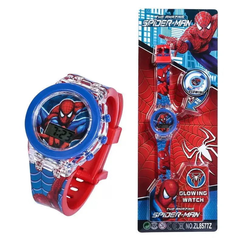 Flash Light Spiderman Kids Watches For Boys Cartoon shark  Children Watch Girls Student Digital Clock Gifts Toy