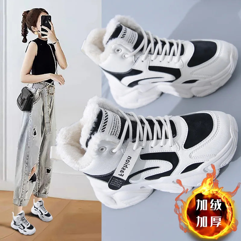 Winter Women Warm Sneakers Platform Snow Boots Ankle Booties Female Causal Plush Shoes Cotton Ladies Boot