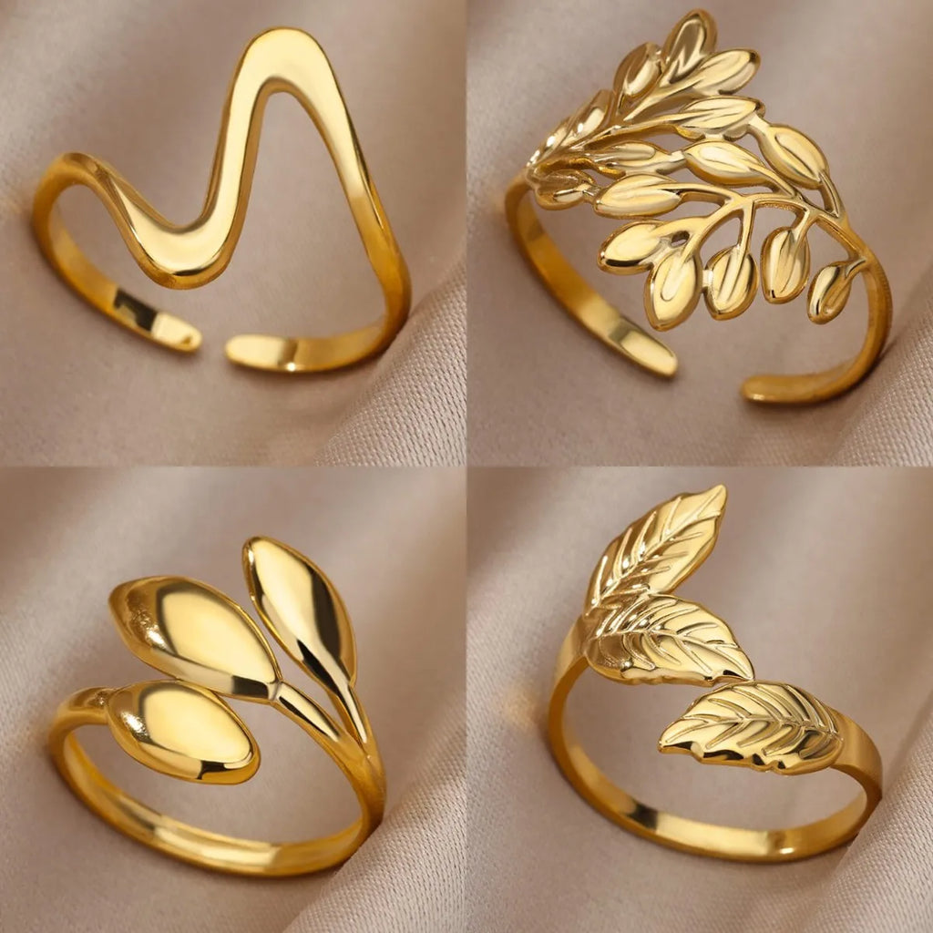 40 Style Rings for Women Stainless Steel Rings Classic Gold Color