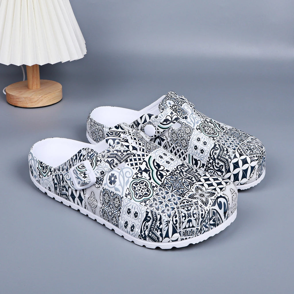 Women's Eva Close-Toe Slippers Adjustable Buckle Comfortable Platform Heels Indoor Shoes Home Wear