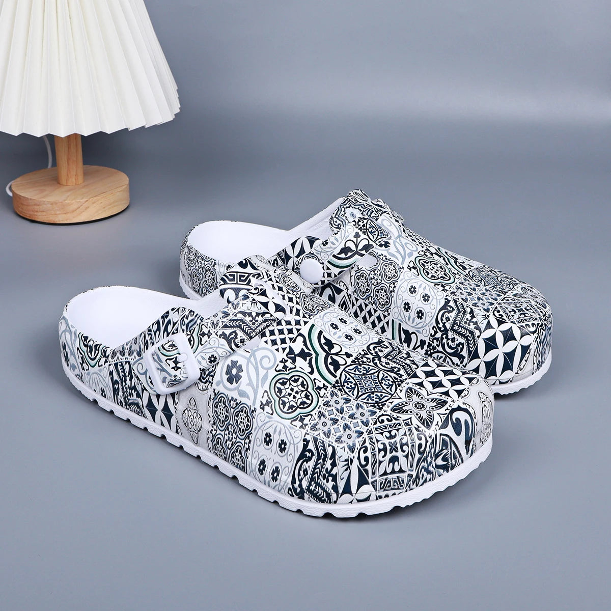 Women's Eva Close-Toe Slippers Adjustable Buckle Comfortable Platform Heels Indoor Shoes Home Wear