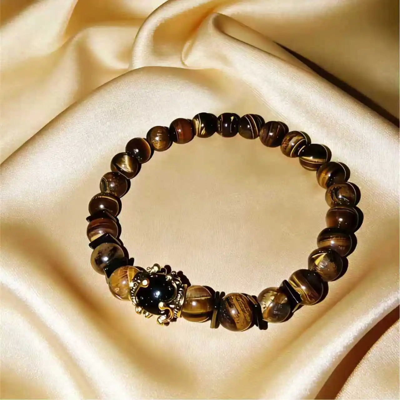 Men's Stylish Natural Stone Bracelet Vintage Crown Symbol of Power