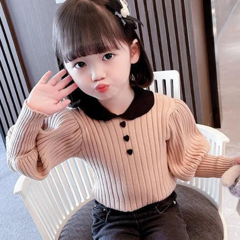 Girls Cardigan Jackets 2025 Fall Winter New Baby Cute Sweet Girls Clothing  Kids Children Top Lace Lapel Jacket For Girls Autumn