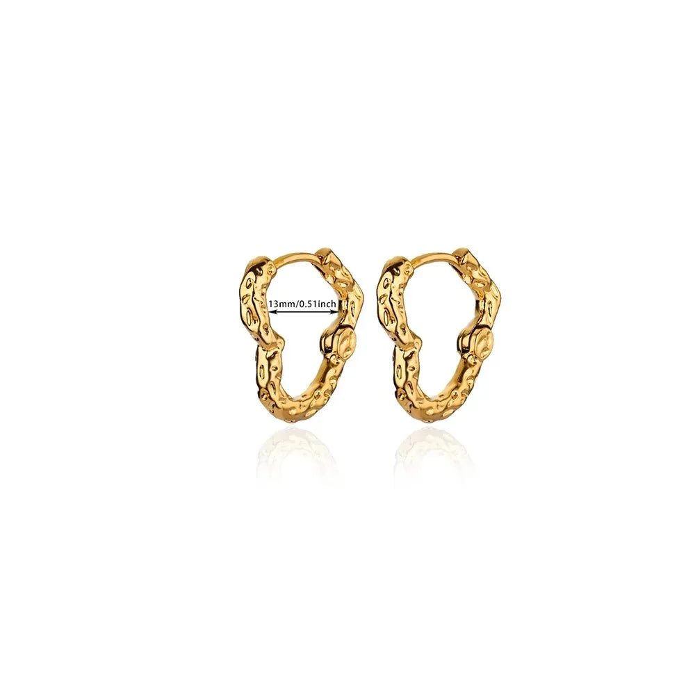 Hollow Zircon Heart Earrings For Women Stainless Steel Gold Color.