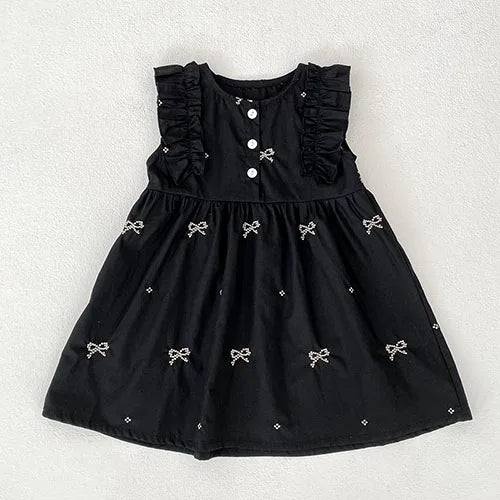 2025 New Summer Sister Clothing 1-6Yrs Kids Princess Dresses Short Sleeved Cotton Print Baby Girl Birthday Party Wedding Dress