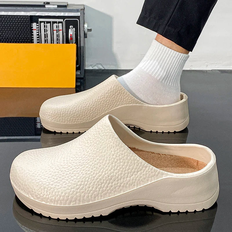 Men's and Women's Summer Breathable, Waterproof, Non-Slip Kitchen Shoes, Slip-On Beach Shoes, Toe-Toe Sandals and Slippers