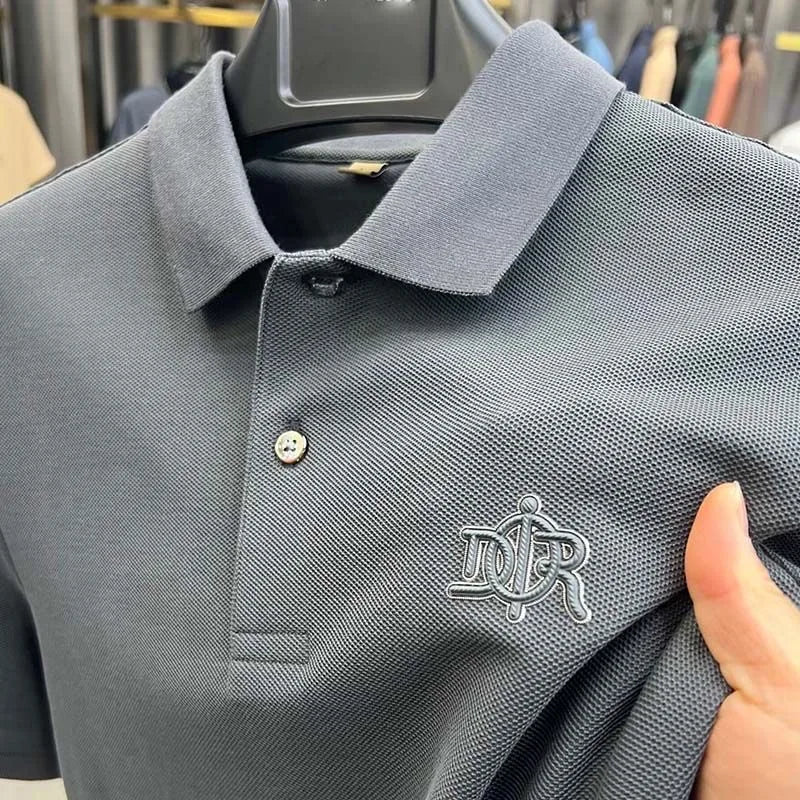 100% pure cotton high-end fashionable short sleeve summer new high-quality men's business casual polo shirt luxury brand T-shirt