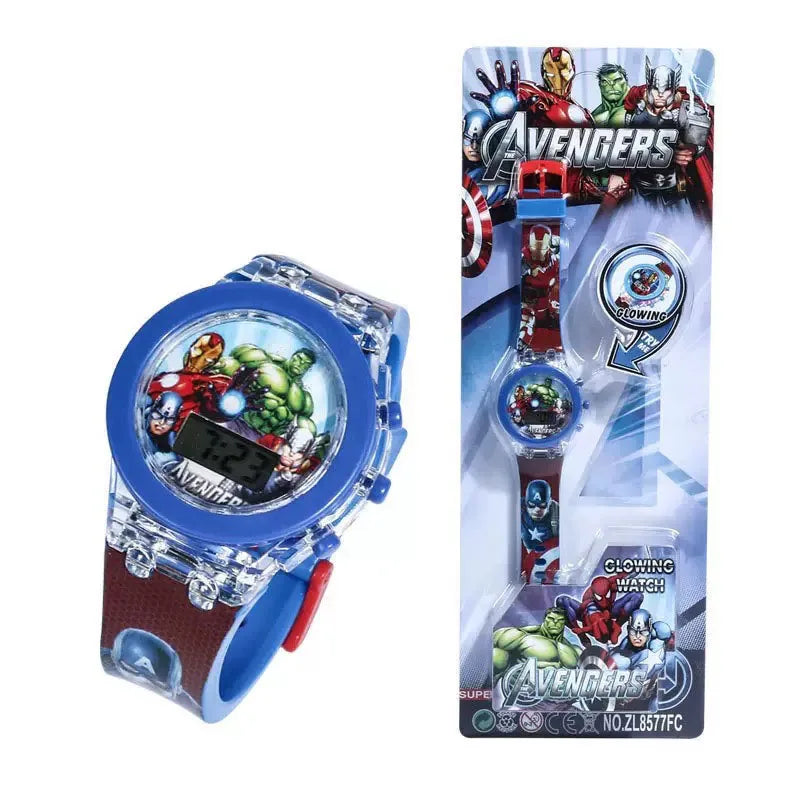 Flash Light Spiderman Kids Watches For Boys Cartoon shark  Children Watch Girls Student Digital Clock Gifts Toy