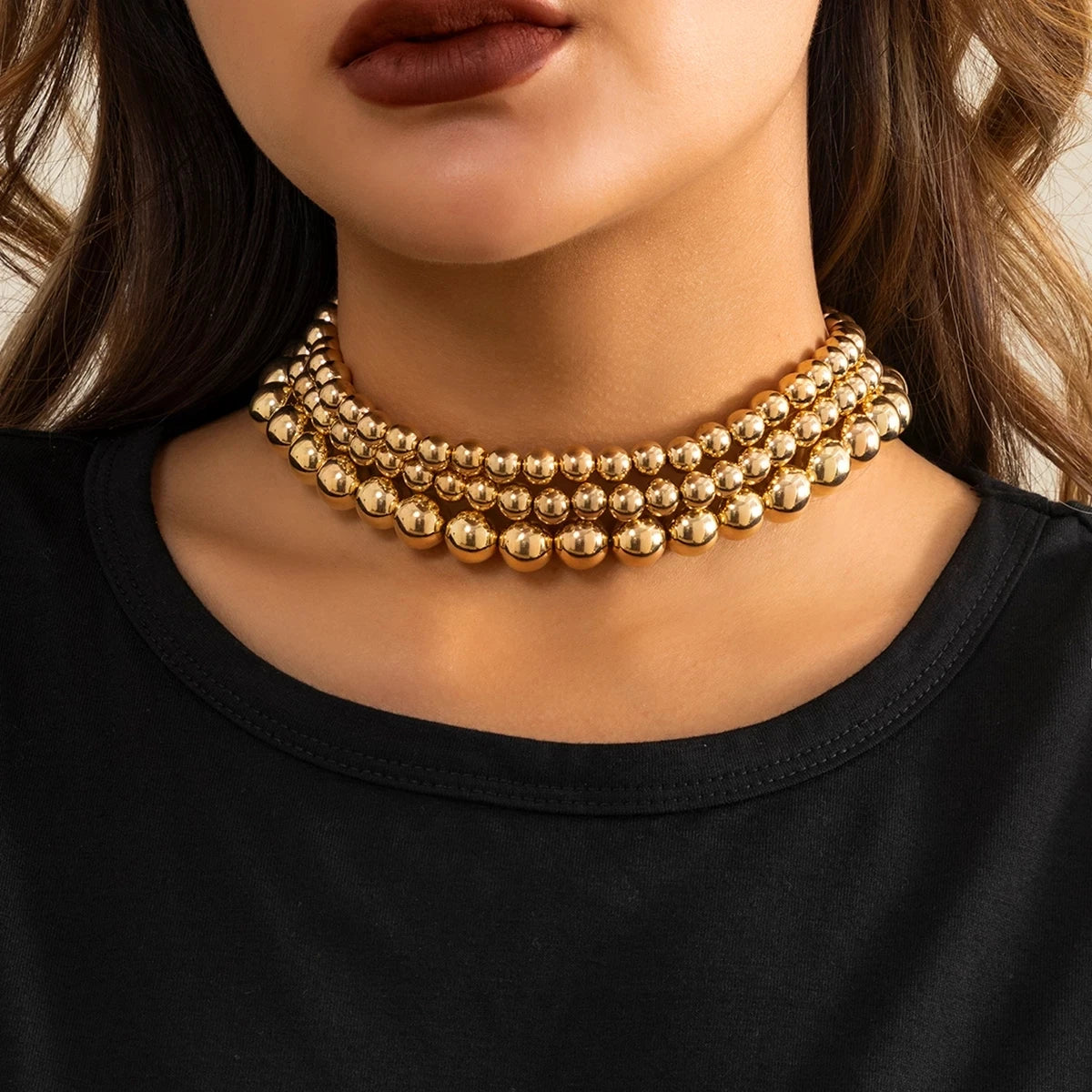 IngeSight.Z Vintage Exaggerated Plastic Big Ball Choker Necklace for Women