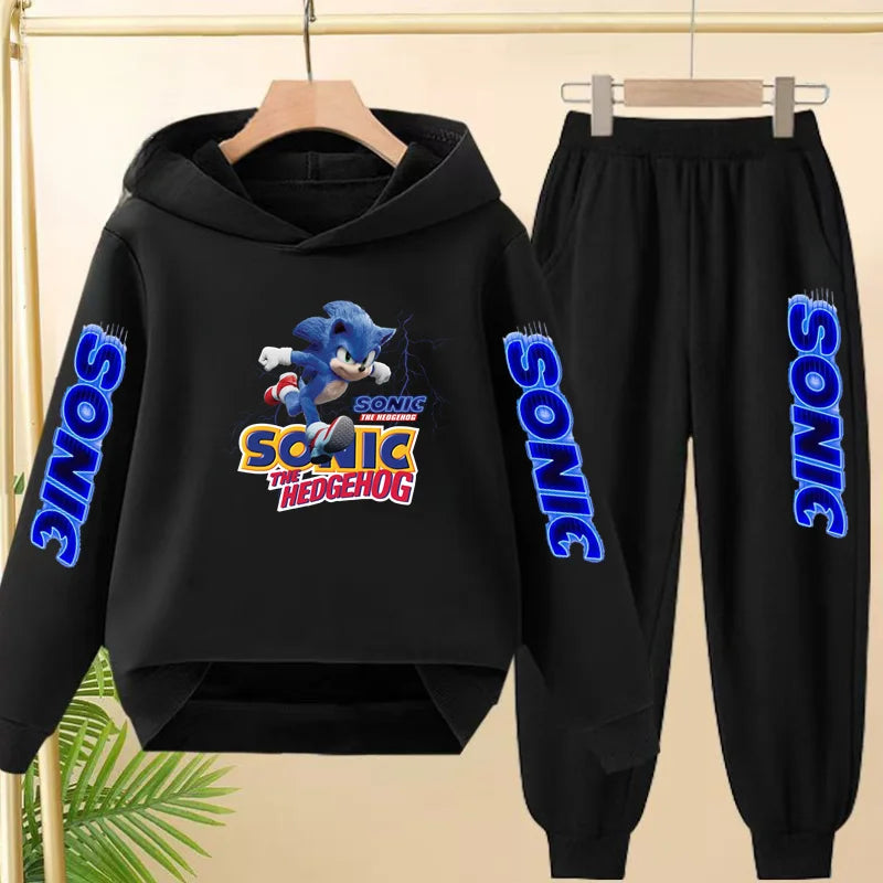 Kids 3-12Yrs Autumn Hoodie Anime Products Clothing Sports Pullover Sweatshirt+Pants Two-Piece Set Boys Girls Toddler Leisure Set