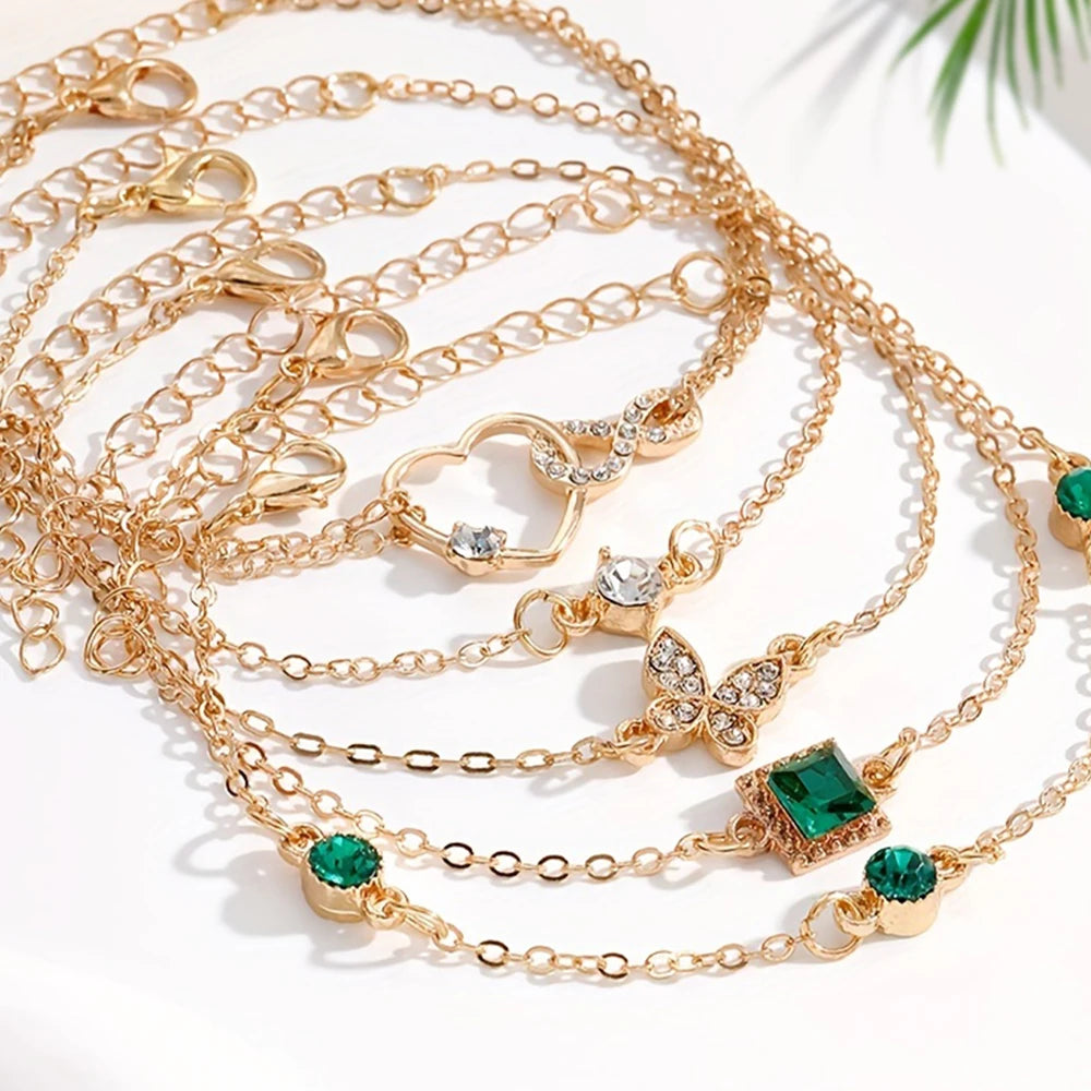 Eterna Set -5pcs Vintage-Inspired Bracelet Set with Sparkling Rhinestones -