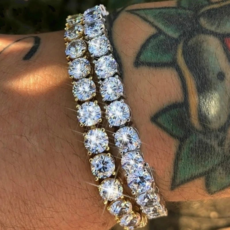 Hiphop Tennis Bracelet Homme Iced Out 3/4/5mm Cubic Zirconia Mens Crystal Chain