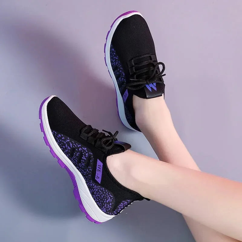 Vulcanize Shoes Women Platform Sneakers Summer Light Breathable Mesh Sports Shoes Ladies Outdoor Wear-resistant Jogging Trainers