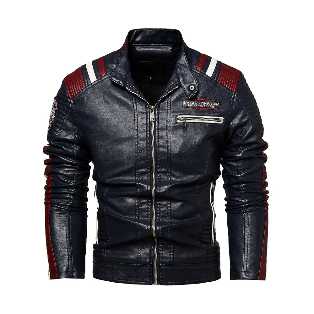 Men's Faux Leather Jacket Motorcycle Jacket Waterproof Windproof PU Moto Vintage Bomber
