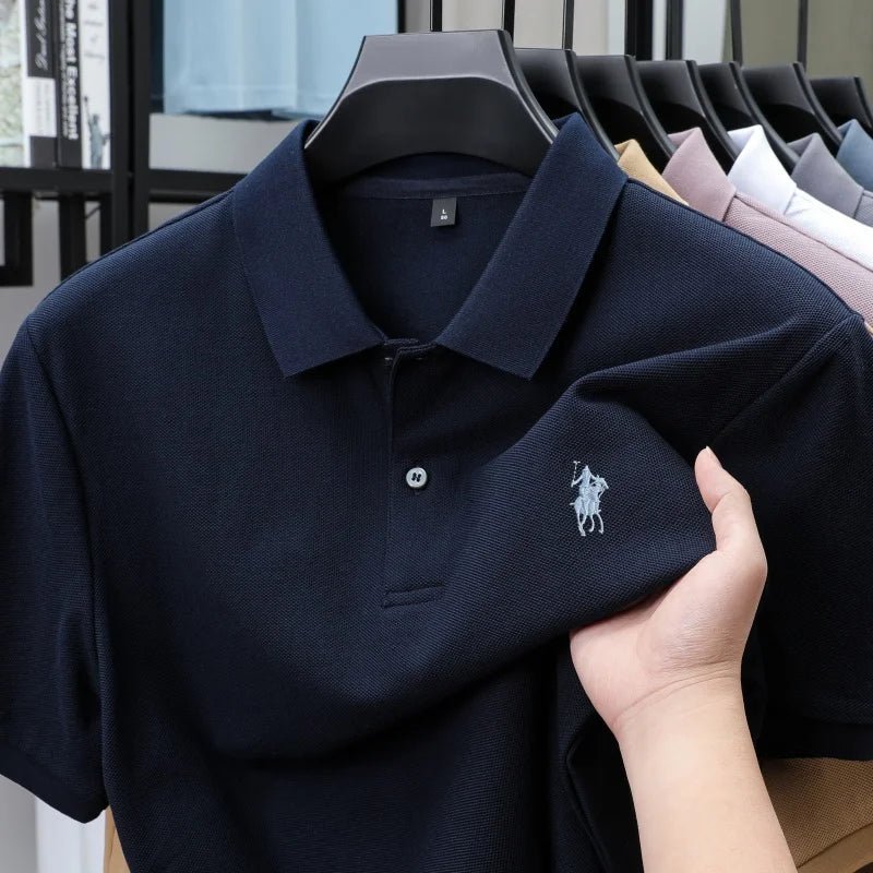 100% pure cotton fashion luxury brand pony embroidered comfortable POLO shirt for summer mens new striped exquisite short sleeve