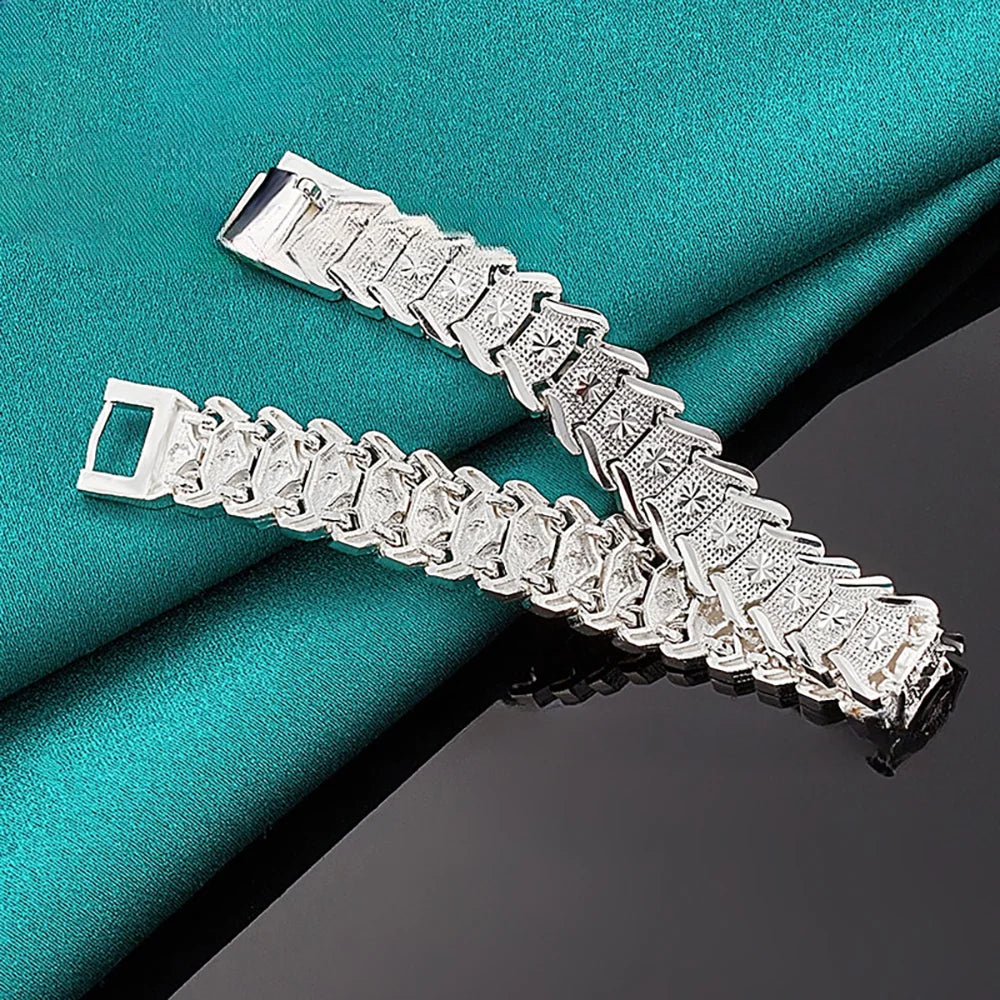 925 Sterling Silver 8-inch Classic Bracelet, Suitable for Men and Women, Wedding and Engagement Jewelry