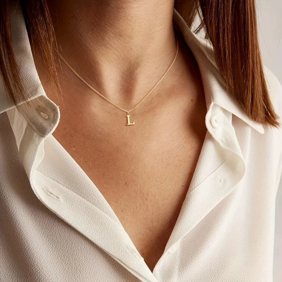 A-Z Initial Necklace for Women18K Gold Plated Necklace Cute Letter Stainless Steel .