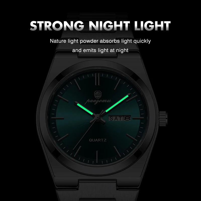 PAAZOMU Elegant Watch For Women Waterproof Luminous Date Week Ladies Watches Quartz Stainless Steel Woman's Fashion Wristwatch