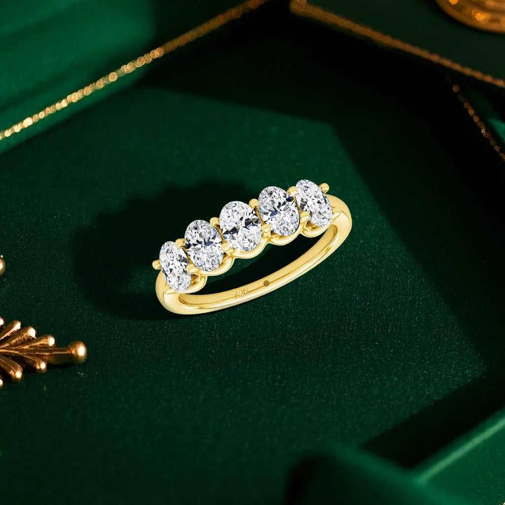 14K Gold Oval Spark Ring