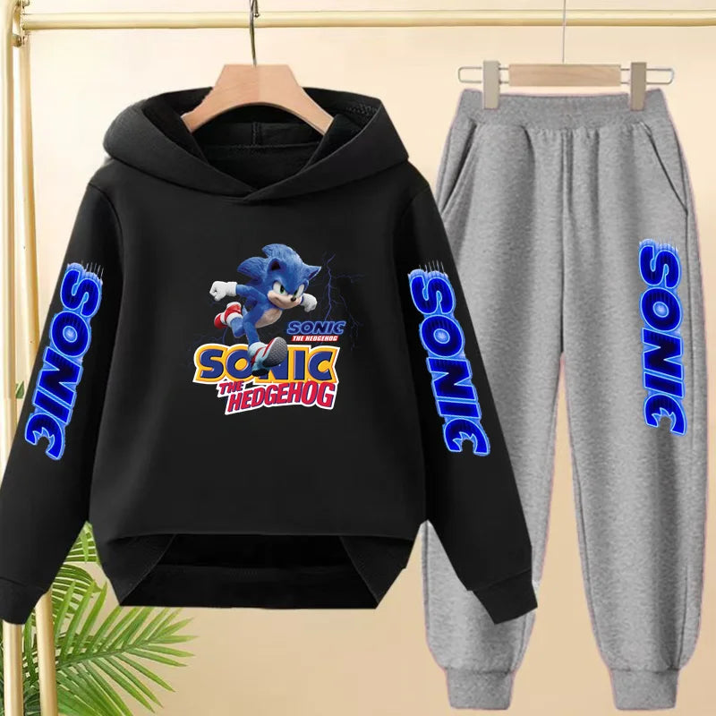 Kids 3-12Yrs Autumn Hoodie Anime Products Clothing Sports Pullover Sweatshirt+Pants Two-Piece Set Boys Girls Toddler Leisure Set